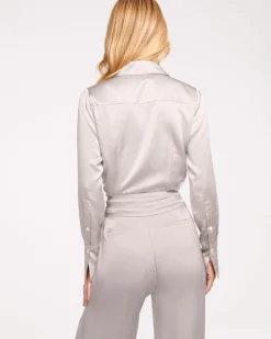 Ramy Brook Victoria Silk Button Down Blouse Discount