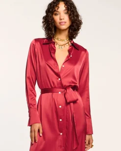 Ramy Brook Victoria Silk Button Down Midi Dress Fashion