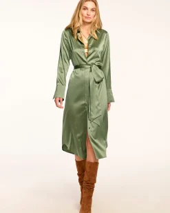 Ramy Brook Victoria Silk Button Down Midi Dress Fashion