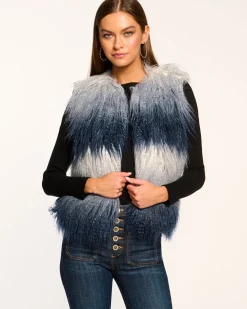 Ramy Brook Walter Faux Fur Vest Navyombre Fashion