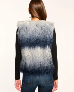 Ramy Brook Walter Faux Fur Vest Navyombre Fashion