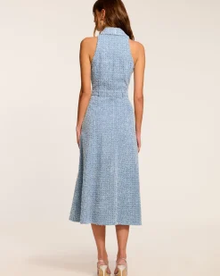 Ramy Brook Yesenia Textured Denim Midi Dress Texturedwash New