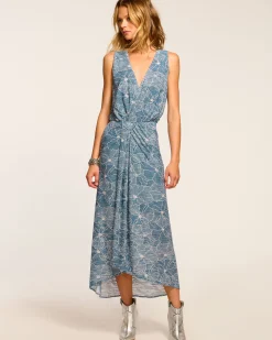 Ramy Brook Yuka V-Neck Midi Dress Chambrayburnout Sale